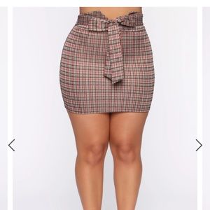 Mini Tie Front Skirt - Rust/combo